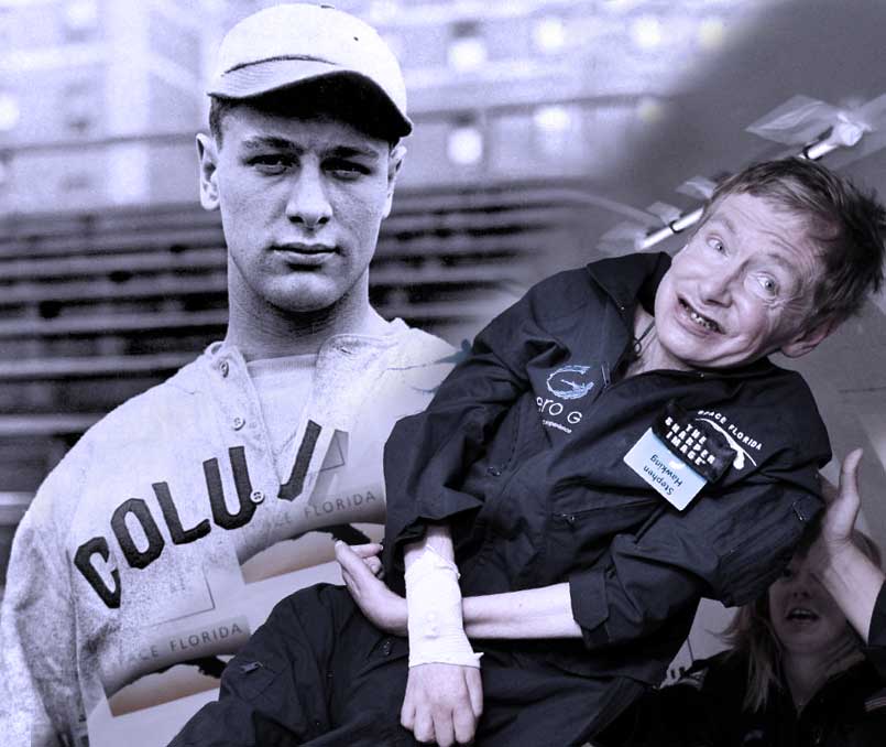 Cet essai de silençage génique a impliqué des patients atteints de la SLA, également connue sous maladie du motoneurone et maladie de Lou Gehrig, d'après le célèbre joueur de baseball ayant eu la maladie. Le physicien Stephen Hawking, ici flottant en apesanteur, a également la SLA.
